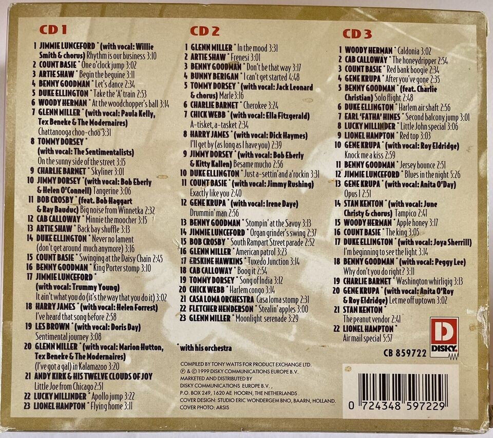 即決 スウィング・ジャズ BOX3枚組CD 全68曲 アーティ ショウ/ジミー ランスフォード/デューク エリントン/ベニーグッドマン/グレンミラー_画像2