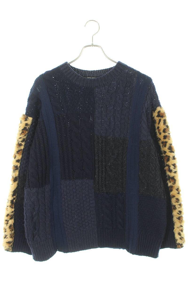  Comme des Garcons Junya Watanabe JUNYA WATANABE 21AW JH-N014 size :S AD2021 Leopard switch cable knitted used BS99