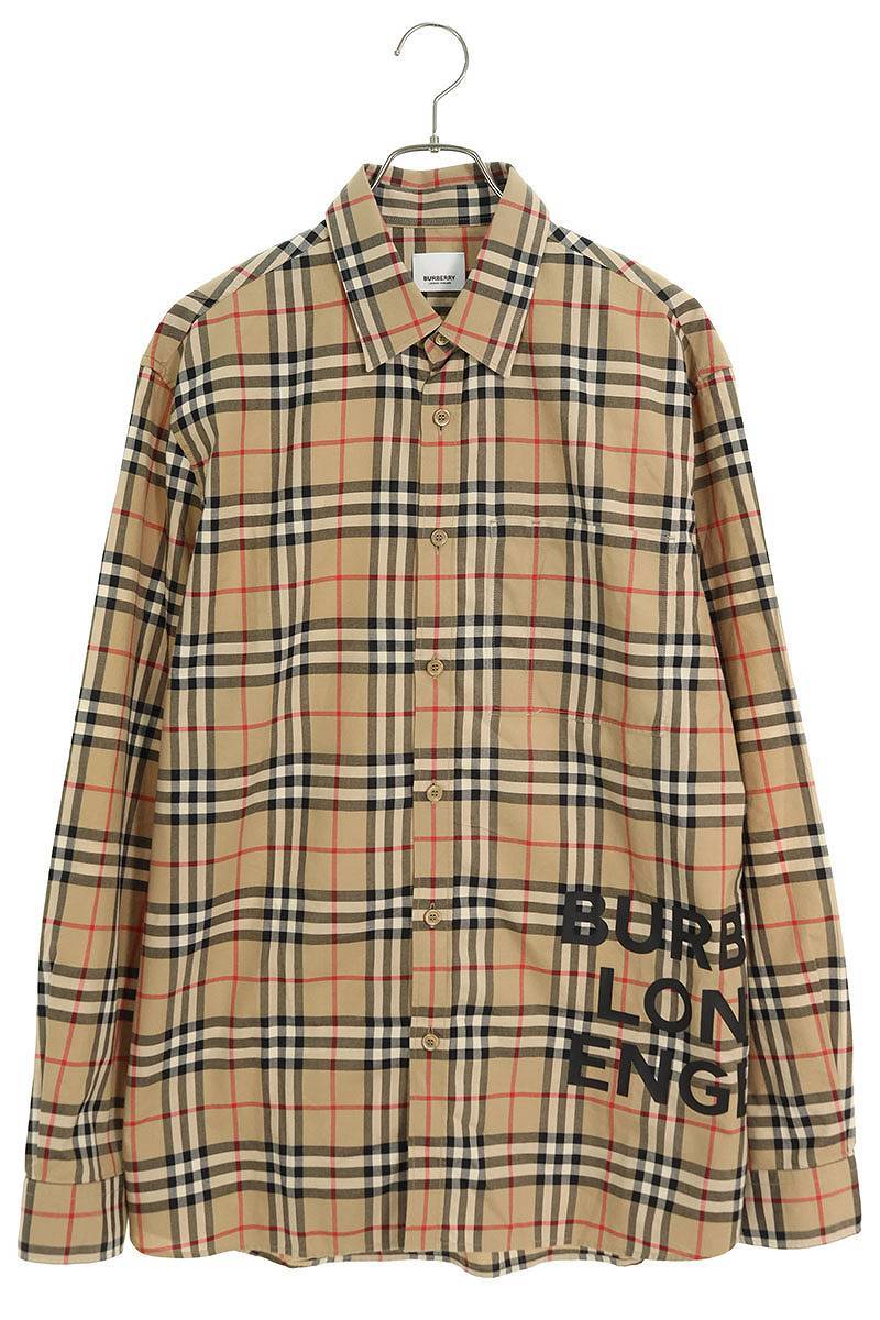 バーバリー Burberry 8017567 サイズ:L ロゴプリントチェック長袖シャツ 中古 OM10_画像1