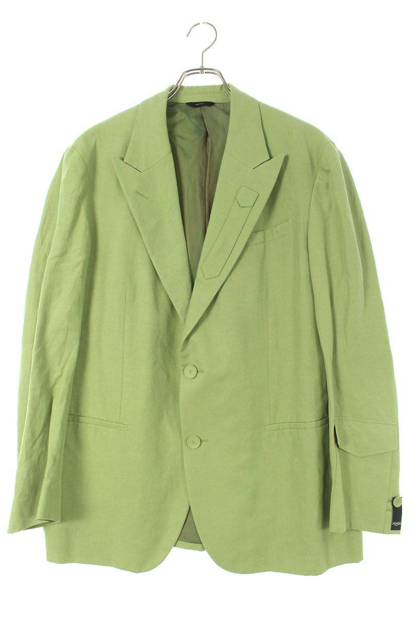  Fendi FENDI FJ0657 AIEZ size :50 sleeve embroidery pi-k gong perulinen tailored jacket used BS99