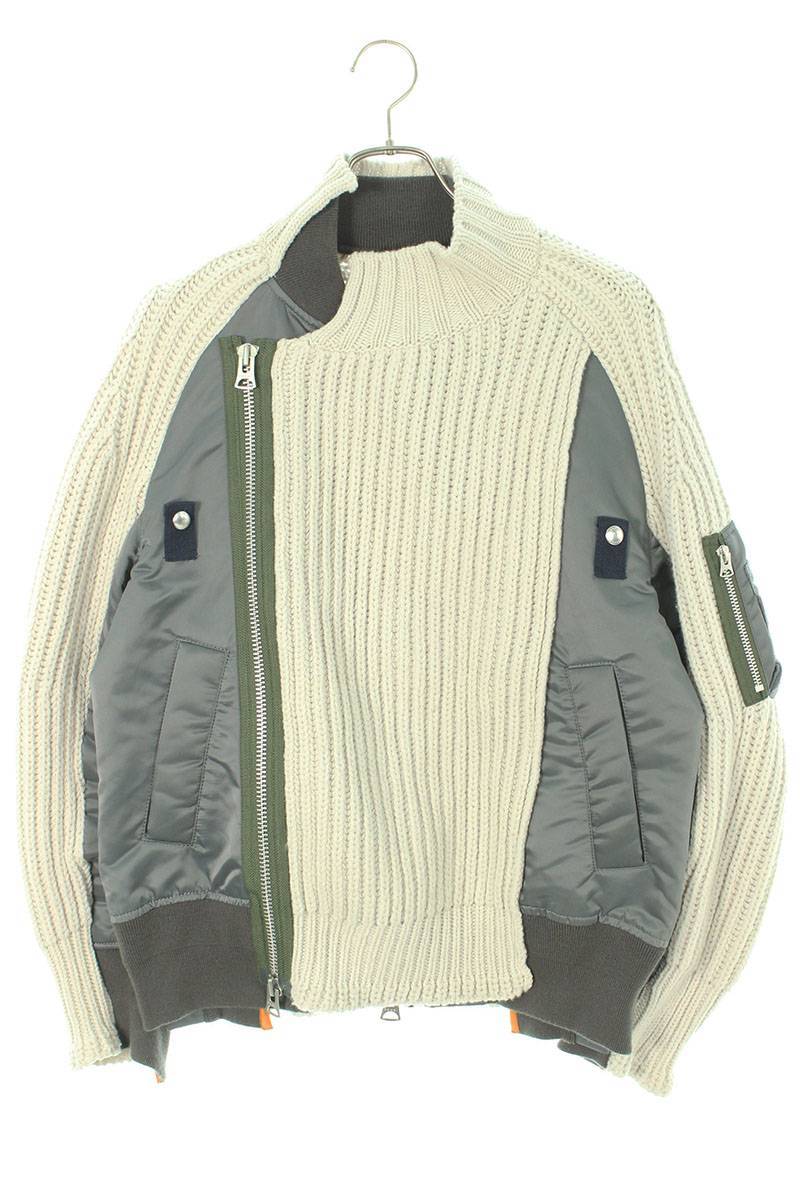 サカイ Sacai 22-02826M サイズ:1 ジップアップ ニット ナイロンブルゾン 中古 BS99_画像1