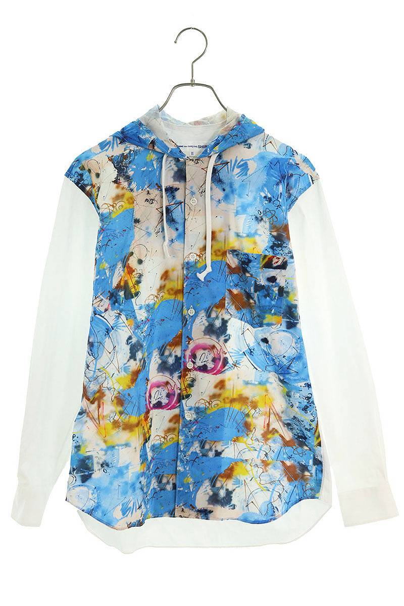 コムデギャルソンシャツ COMME des GARCONS SHIRT 20AW W28093 サイズ:XS グラフィックプリントフーデット長袖シャツ 中古 BS99