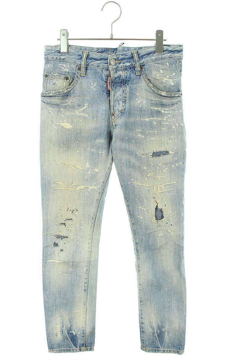 ディースクエアード DSQUARED2 19SS S71LB0626 SKATER JEAN サイズ:42 クラッシュリペアデニムパンツ 中古 BS99