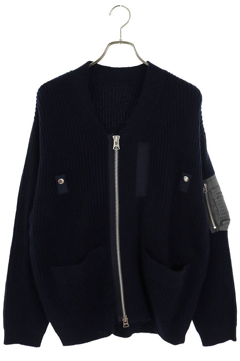 サカイ Sacai Nylon Twill Mix Knit Cardigan 23-03166M サイズ:3 ナイロンツイルミックスニットカーディガンブルゾン 中古 BS99_画像1