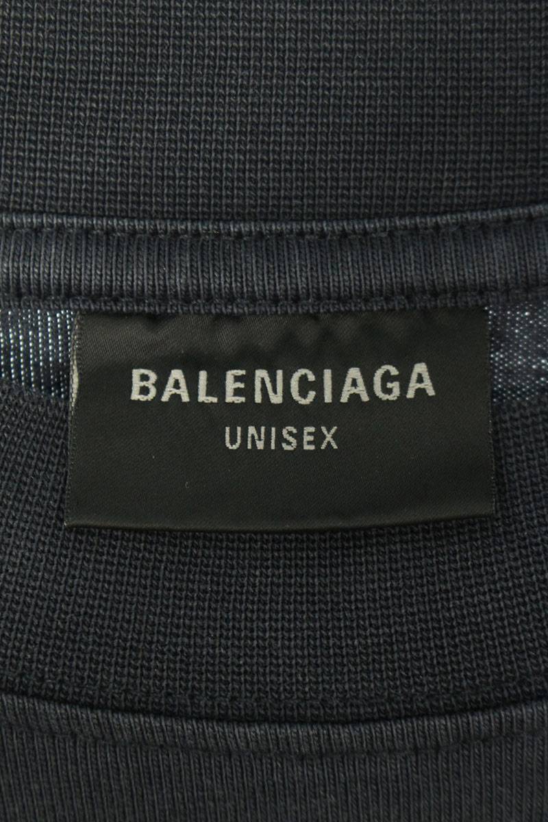バレンシアガ BALENCIAGA 23SS 739028 TPVM8 サイズ:4 ヴィンテージ加工ロゴプリントTシャツ 中古 SB01_画像3
