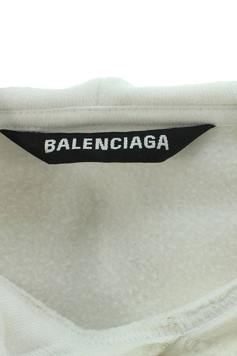 バレンシアガ BALENCIAGA 570811 TJV85 サイズ:L ロゴ刺繍プルオーバーパーカー 中古 OM10_画像3