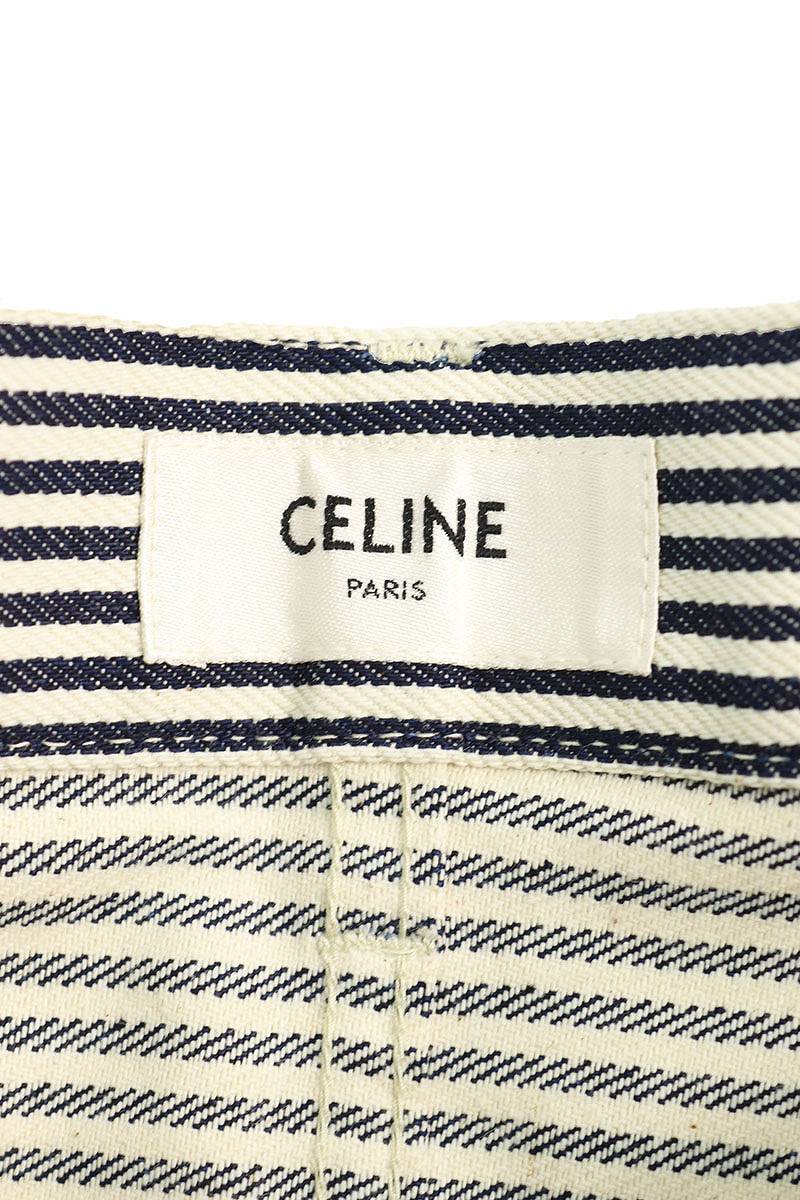 セリーヌバイエディスリマン CELINE by Hedi Slimane 2N269252I サイズ:27インチ ヒッコリーストライプフレアロングパンツ 中古 SB01_画像3