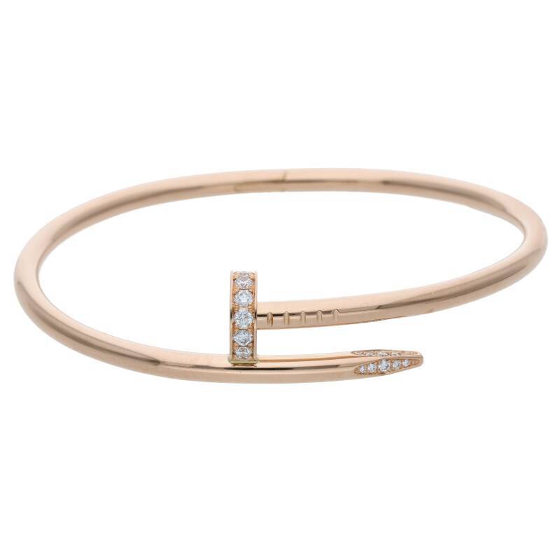 カルティエ Cartier 新型 JUSTE UN CLOU BRACELET DIA サイズ:18 K18PG ジュストアンクル ハーフダイヤブレスレット 中古 NO05