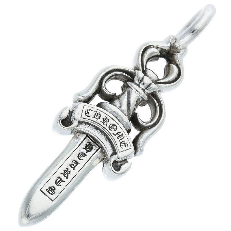 クロムハーツ Chrome Hearts DOUBLE DAGGER/ダブルダガー ペンダント/シルバーネックレストップ 中古 OS06