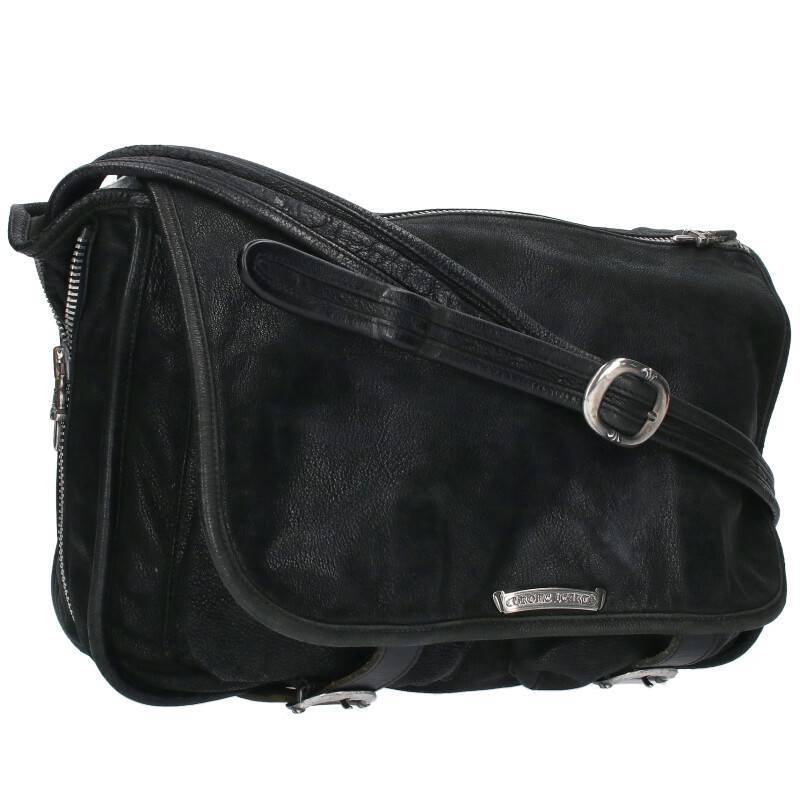 クロムハーツ Chrome Hearts SHOULDER BAG-LARGE サイズ:L ガンスリンガーストラップデストロイレザーショルダーバッグ 中古 NO05_画像1