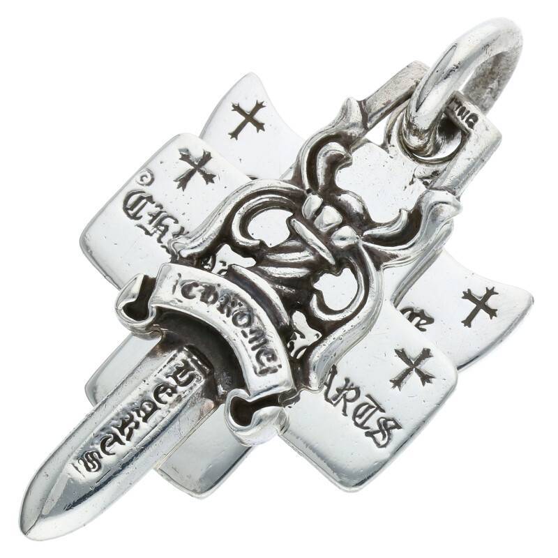 クロムハーツ Chrome Hearts 3TRINKETS/スリートリンケッツペンダント シルバーネックレストップ 中古 NO05