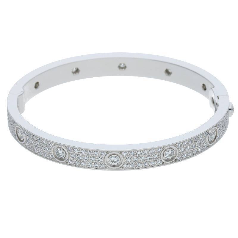 カルティエ Cartier LOVE BRACELET PAVE DIAMONDS/ラブブレス サイズ:17 K18WG PAVEダイヤ ラブブレスレット 中古 GZ11_画像1