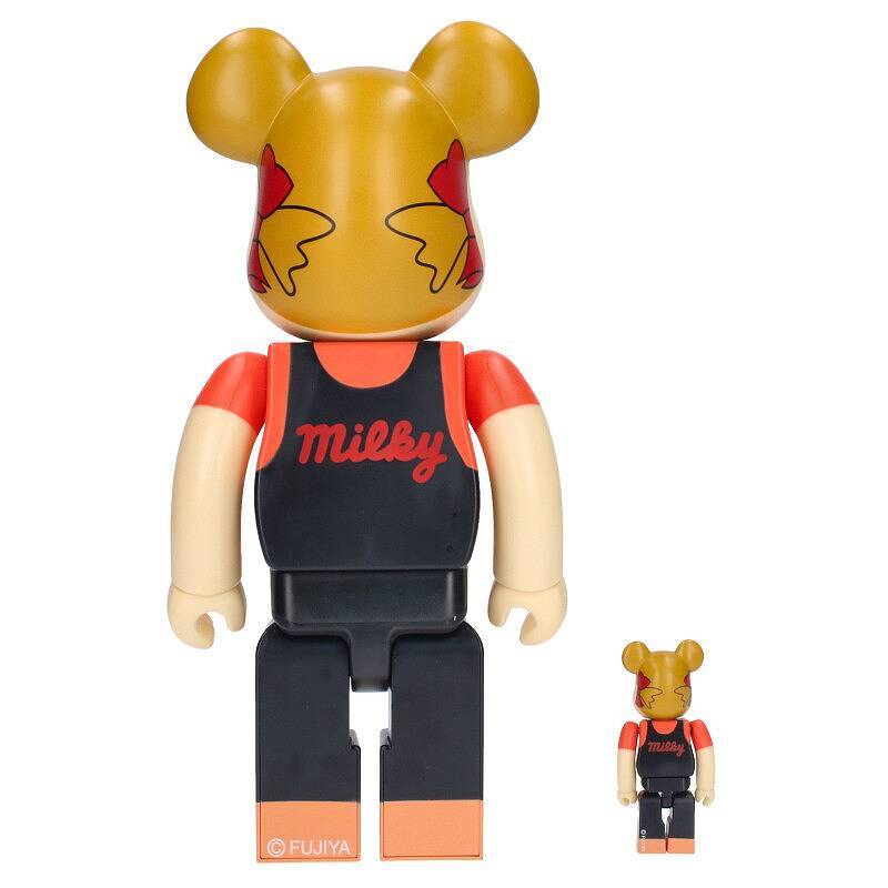 ベアブリック BE@RBRICK 不二家のミルキー コーヒーミルキー 100%&400% サイズ:100% 400% ペコちゃんフィギュア 中古 BS99_画像2