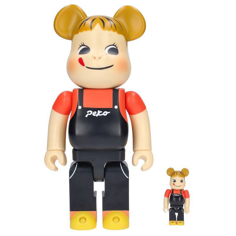 ベアブリック BE@RBRICK 不二家のミルキー コーヒーミルキー 100%&400% サイズ:100% 400% ペコちゃんフィギュア 中古 BS99_画像1