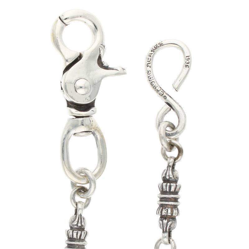 クロムハーツ Chrome Hearts 1クリップロングバレルクロスボールリンク サイズ:ロング シルバーウォレットチェーン 中古 SS07の画像4