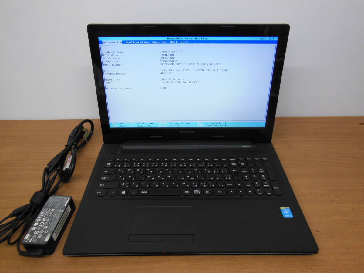 1円スタ lenovo G50-70 15.6インチ/Core i3 4005U 1.70GHz/4GB/DVD ジャンク品_画像1