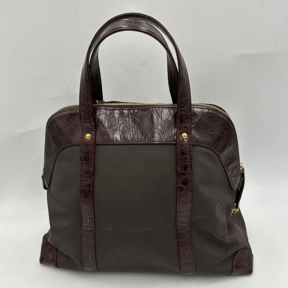 A @ 洗礼されたデザイン '高級感溢れる' LEILIAN レリアン LEATHER 切り替え トートバッグ 手提げ鞄 ハンドバッグ 婦人鞄 レディース 茶系の画像2