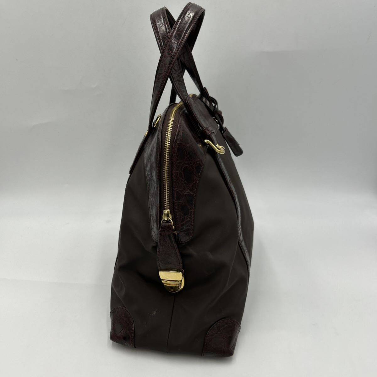 A @ 洗礼されたデザイン '高級感溢れる' LEILIAN レリアン LEATHER 切り替え トートバッグ 手提げ鞄 ハンドバッグ 婦人鞄 レディース 茶系の画像4