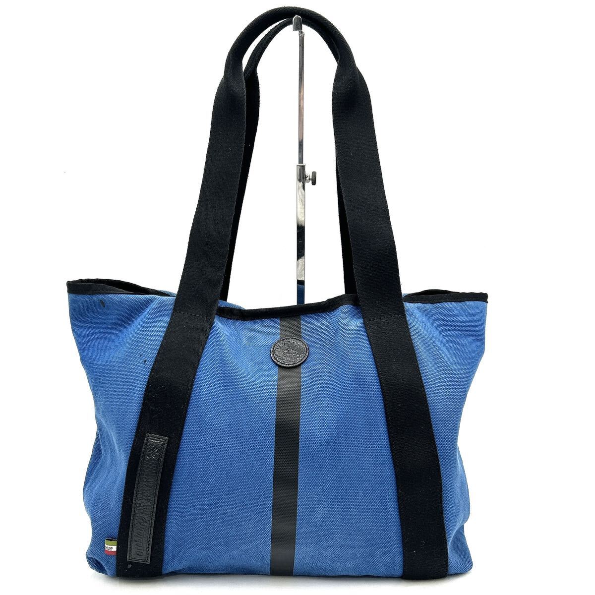 C @ 高級感溢れる '人気モデル' OROBIANCO オロビアンコ 高品質 キャンバス地 トートバッグ 手提げ 肩掛け鞄 ハンドバッグ 婦人鞄 BLUE の画像1