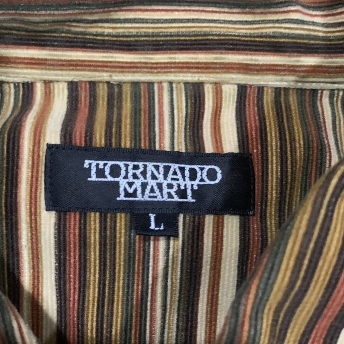 H V столица .. casual одежда \' сделано в Японии \' TORNADO MART Tornado Mart полоса рисунок хлопок 100% длинный рукав кнопка рубашка size:L мужской 