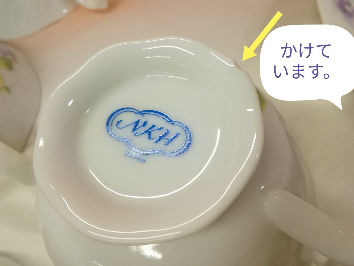 g_t T089 ☆NKH JAPAN カップ＆ソーサー 6客 花柄 洋食器 陶器_画像6