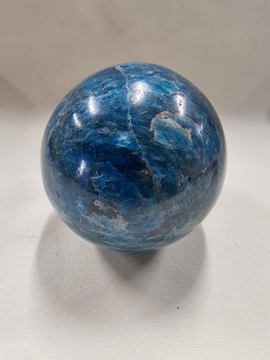 S-009 天然石 ブルーアパタイト丸玉 ７３mm ６３８.７gの画像4
