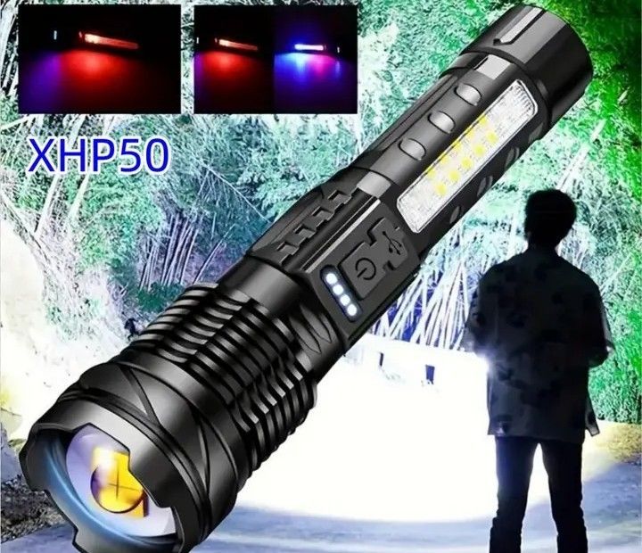 LED 懐中電灯 XPH50 Type-C充電式 超高輝度LED+COBライト7モード 防水 ズーム機能 バッテリー内蔵