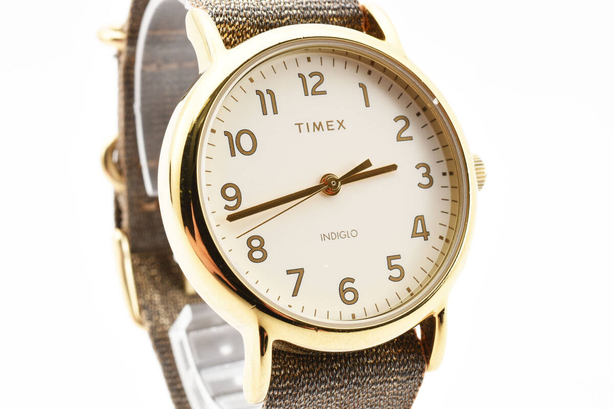 1円〜 美品 TIMEX　タイメックス　腕時計　ウィークエンダー　メタリック　ゴールド系　ブラウン系　メンズ　レディース_画像3