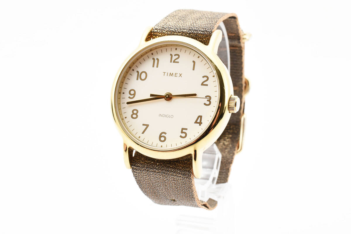 1円〜 美品 TIMEX　タイメックス　腕時計　ウィークエンダー　メタリック　ゴールド系　ブラウン系　メンズ　レディース_画像1