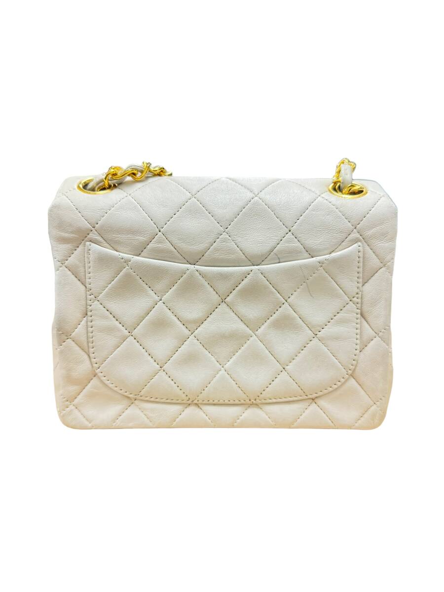 1円〜美品 CHANEL シャネル　ミニマットラッセ ラムスキン チェーンショルダー オフホワイト 1番_画像2