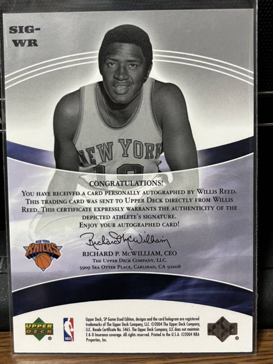 UPPERDECK 04-05 SP GAME USDE EDITION WILLIS REED 直筆サインカード 007/100_画像2