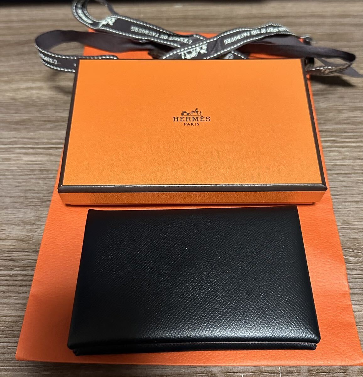 HERMES エルメス カルヴィ エプソン 名刺入れ カードケース 美品 ブラックの画像1