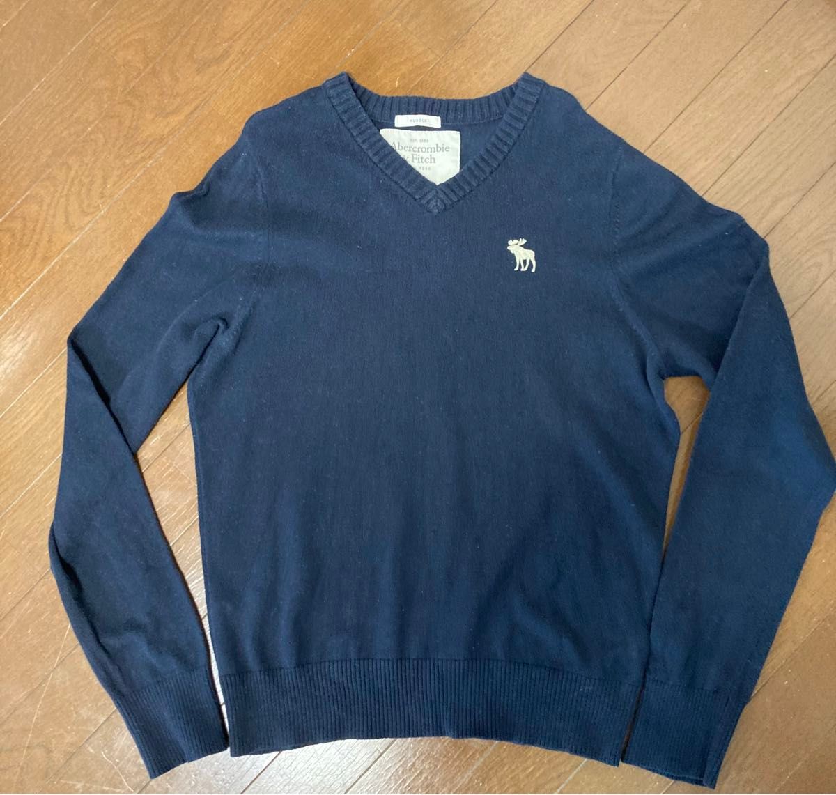 Abercrombie&Fitch アバクロ　Vネックセーター  紺　　　Ｌ