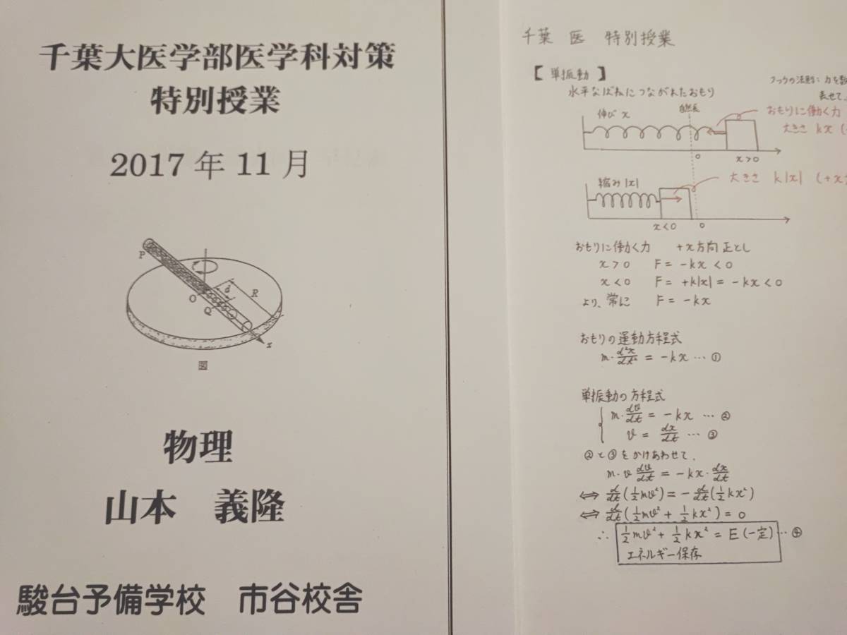 駿台　山本義隆先生　物理　千葉大医学部医学科対策　特別授業　問題・板書　フルセット　鉄緑会　河合塾　Z会　東進 　SEG _画像2