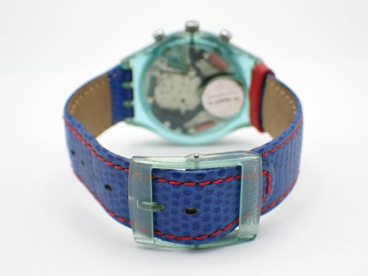 ●1000円～☆swatch スウォッチ QZ メンズ腕時計 AG1993 クロノグラフ 3針 革ベルト/N3084-700③_画像3