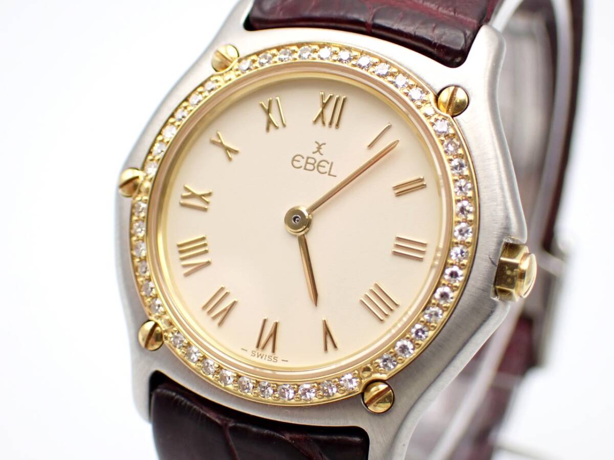 稼働☆1スタ★EBEL エベルクラシックウェーブ ダイヤベゼル QZ レディース腕時計 43975 181908 swiss ●N022258_画像1