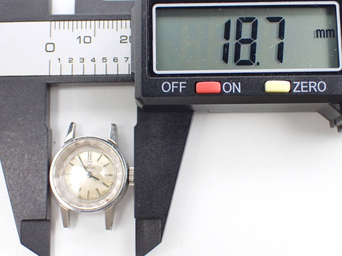 1円～☆OMEGA オメガ 手巻き レディース腕時計 カットガラス シルバー文字盤 ラウンド アンティーク フェイスのみ/N16347_画像9