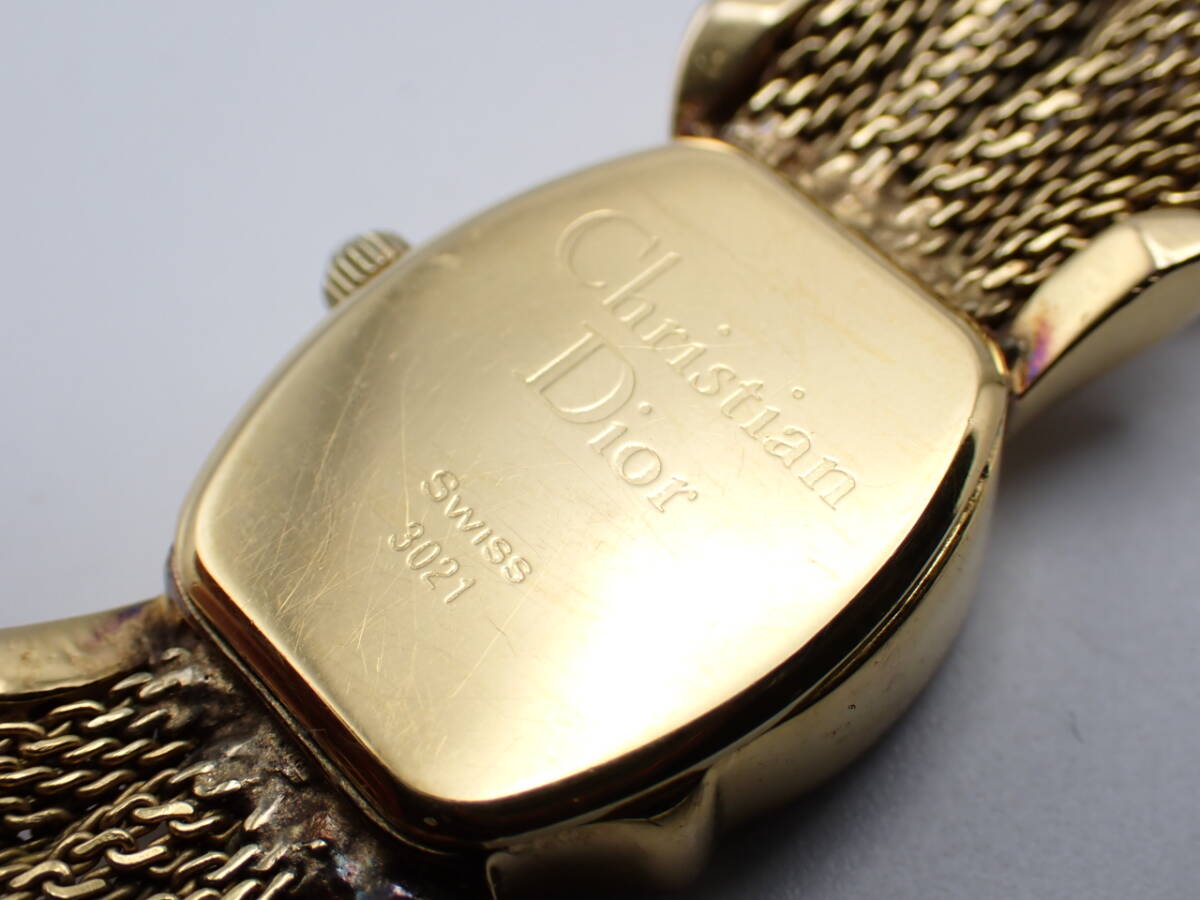 1円～☆Christian Dior クリスチャンディール QZ レディース腕時計 3021 ゴールド文字盤 ジュエリーウォッチ 2針/N141515の画像5