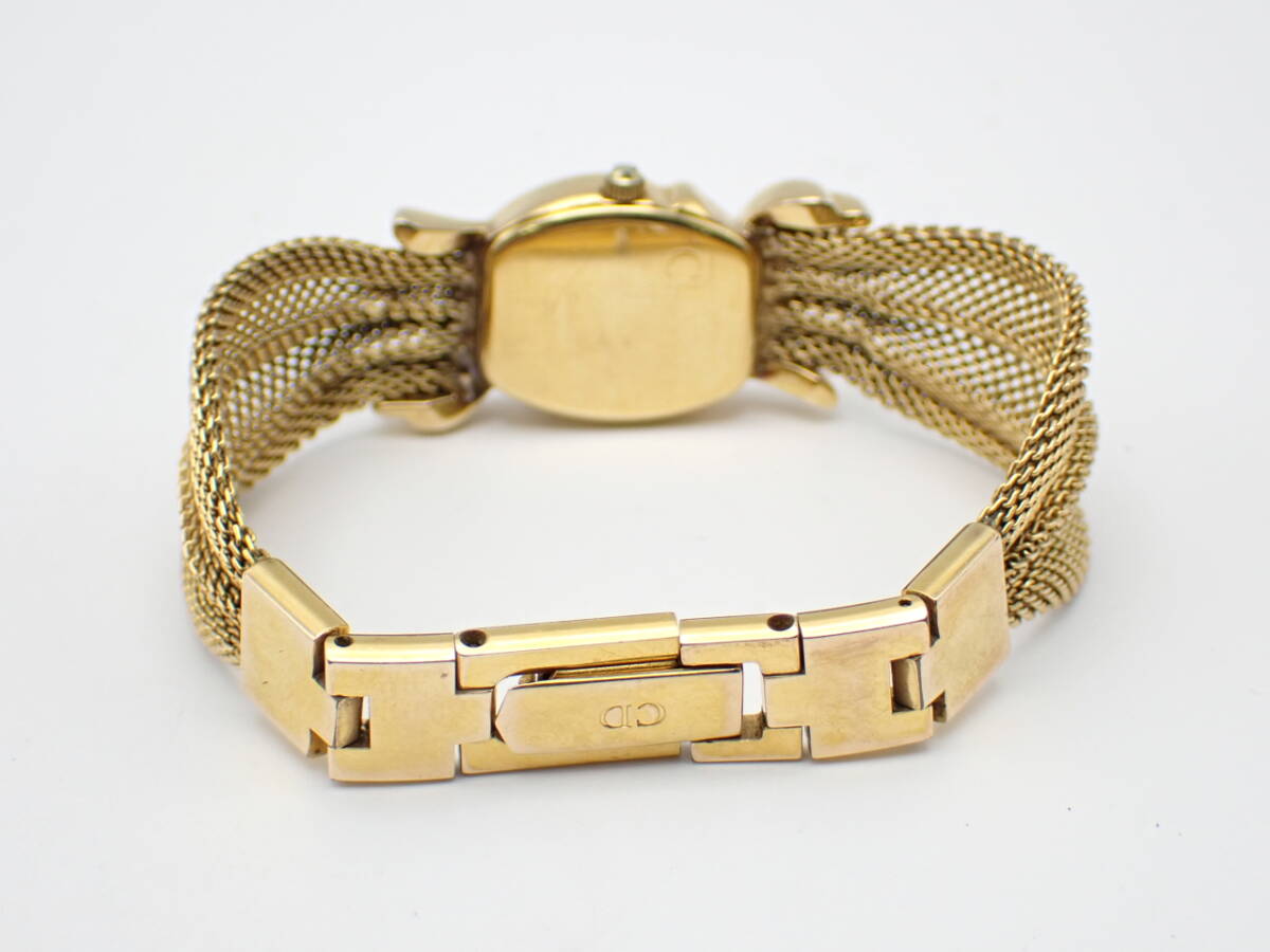 1円～☆Christian Dior クリスチャンディール QZ レディース腕時計 3021 ゴールド文字盤 ジュエリーウォッチ 2針/N141515の画像4