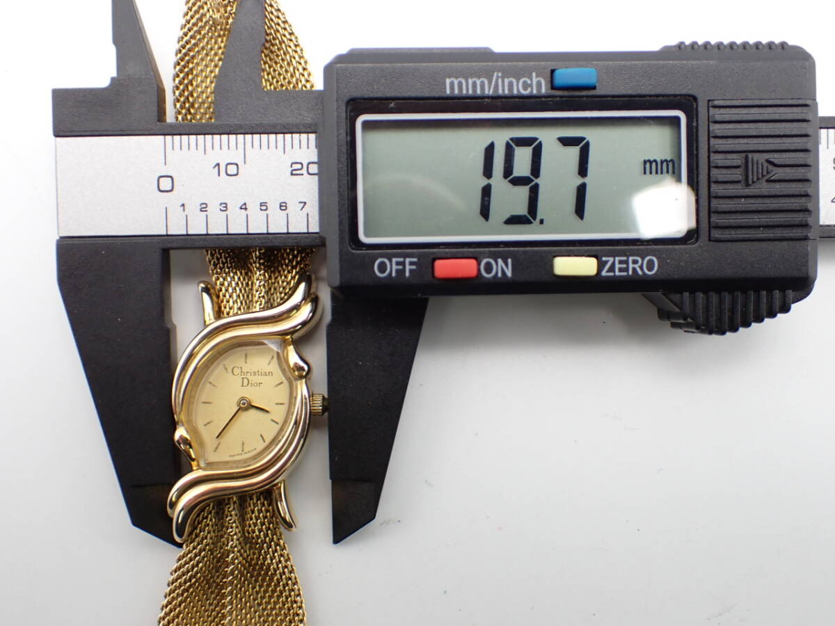 1円～☆Christian Dior クリスチャンディール QZ レディース腕時計 3021 ゴールド文字盤 ジュエリーウォッチ 2針/N141515の画像7