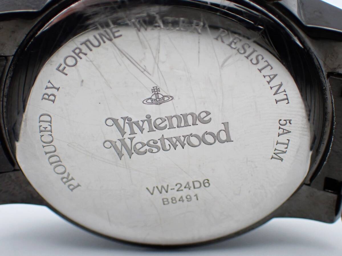 稼働品☆1円～☆Vivienne Westwood ヴィヴィアン ウエストウッド QZ メンズ腕時計 VW-24D6 クロノグラフ 黒文字盤 デイト/N03522_画像5