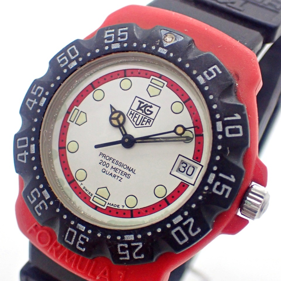 1円～★稼働品★TAG HEUER タグホイヤー フォーミュラ1 385-513/1 プロフェッショナル200M シルバー文字盤 デイト メンズ腕時計 ●N14499_画像1