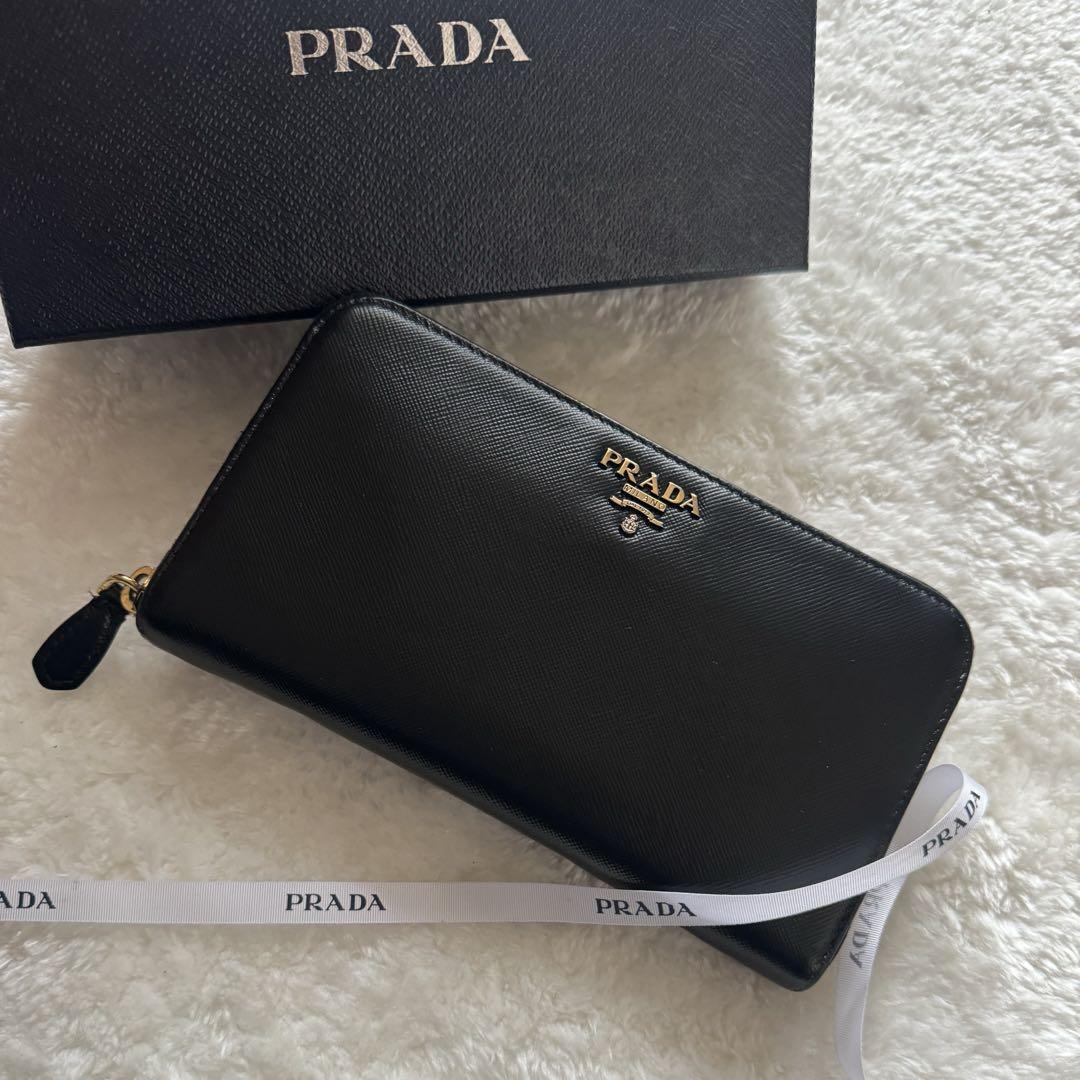 【美品】114 PRADA プラダ サフィアーノ ラウンドファスナー 長財布_画像1