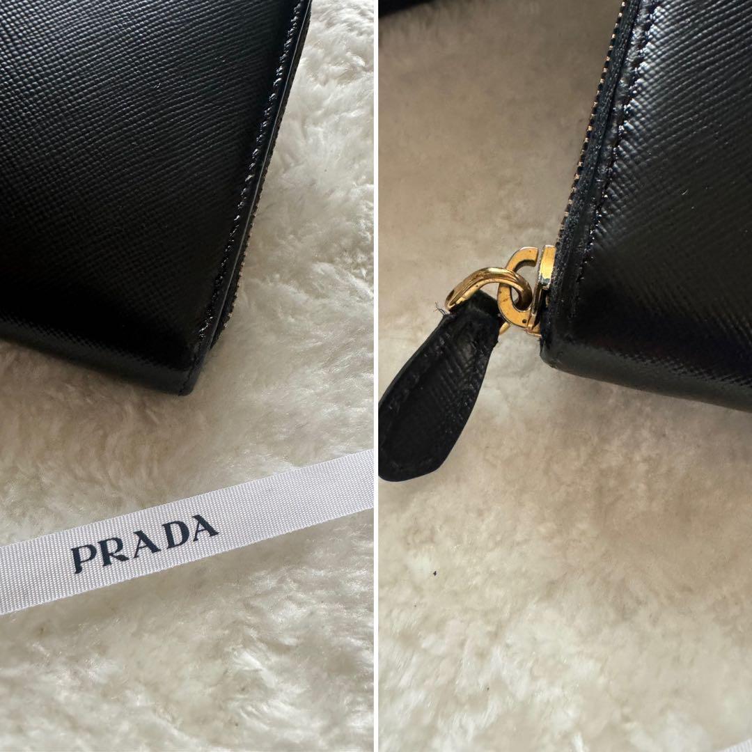 【美品】114 PRADA プラダ サフィアーノ ラウンドファスナー 長財布_画像3