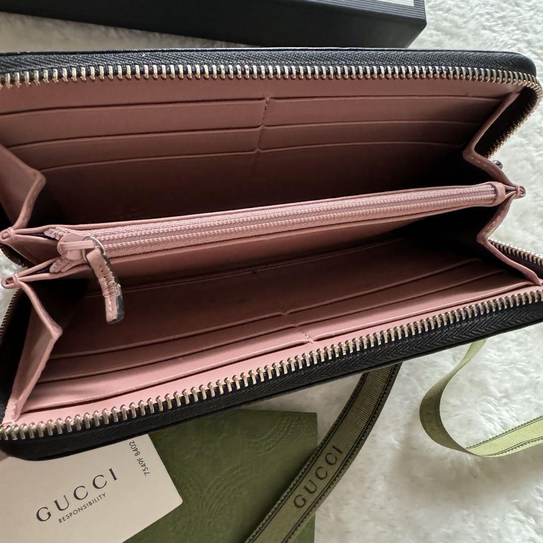 【美品】 119 GUCCI グッチ ラウンドファスナー 長財布 マイクロシマ_画像3