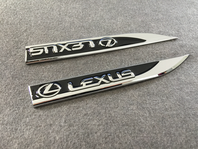 レクサス LEXUS ブラック 車体サイドステッカー 金属製 車用デカール カーステッカー エンブレム 送料無料 2枚セット_画像2