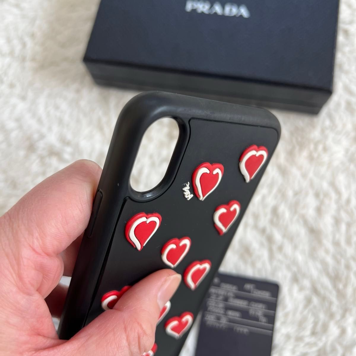 綺麗！PRADA プラダ iPhoneケース　iPhone X ハート柄　シリコン製