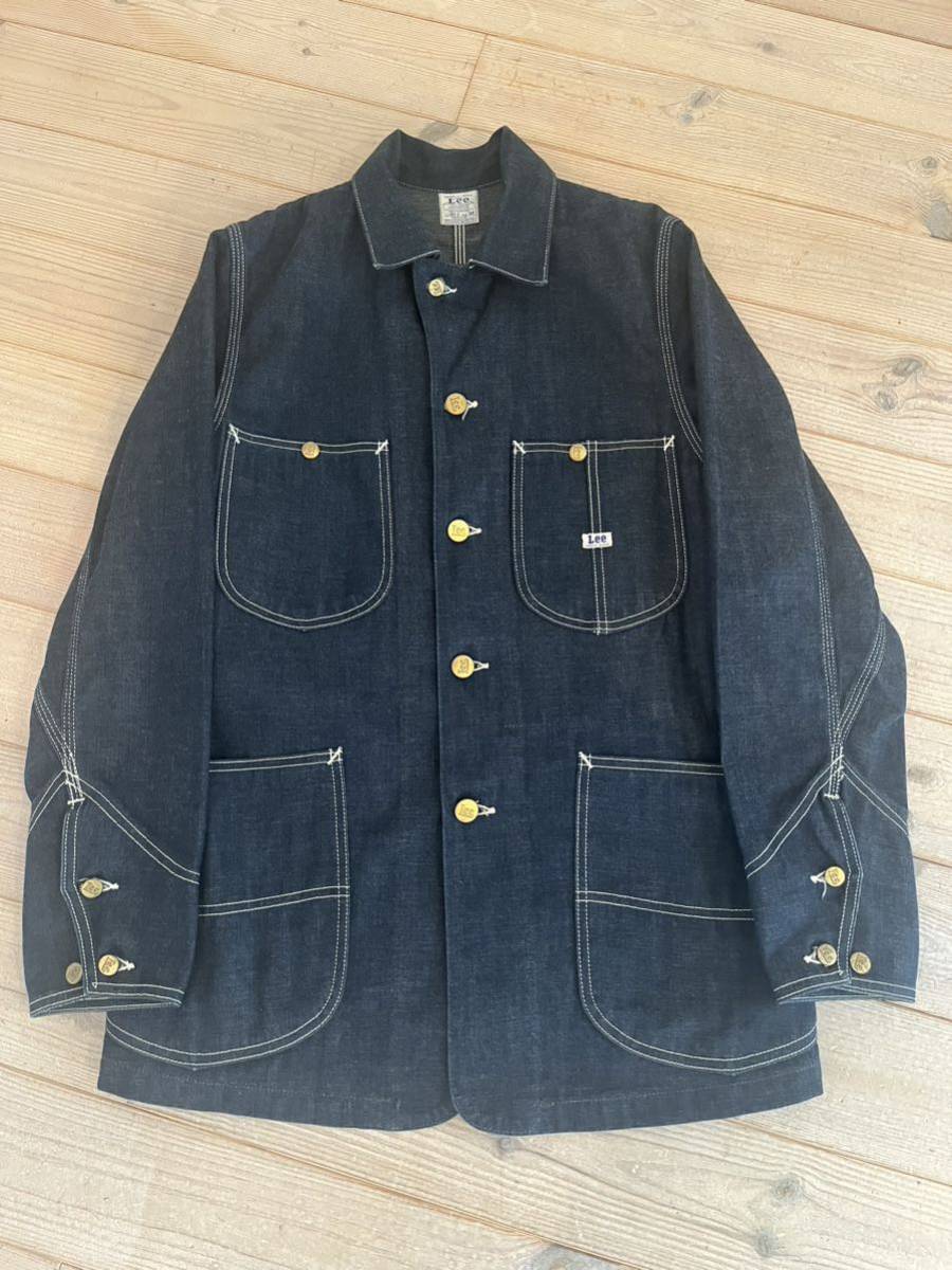 50s Lee 91-J ロングL デニム カバーオール 復刻 日本製 リー91-J カバーオール ユニオンチケット付 size36 濃紺 ハウスタグ 美品_画像1