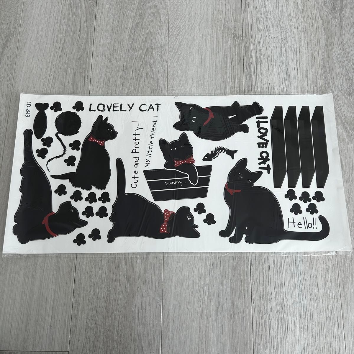 ウォールステッカー 黒猫 6匹のクロネコ 猫 動物 インテリア 模様替え