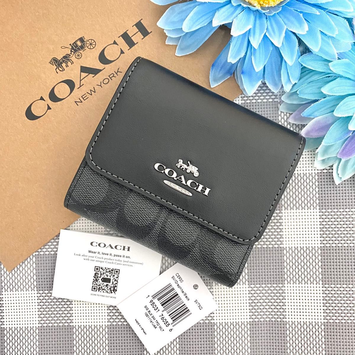 新品☆COACH 折り財布　メンズ ブラック  レザー 折り財布